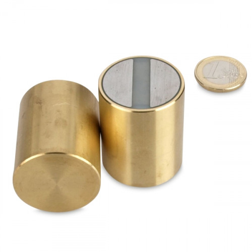 SmCo Magnete cilindrico con base Ø 32 x 40 mm, ottone, tolleranza h6 - 61,2 kg