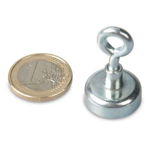 Magnete con occhiello Ø 20 mm NEODIMIO - zinco - aderenza 10 kg