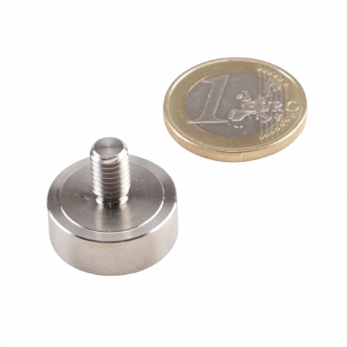 SmCo magnete cilindrico con base Ø 20,0 x 7,5 mm filettatura M6 custodia in acciaio inox, 2,0 kg