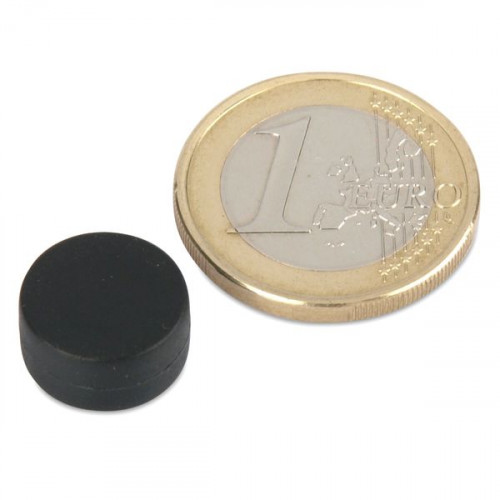 Magnete al neodimio Ø 12,7 x 6,3 mm con rivestimento in plastica - nero - 2 kg