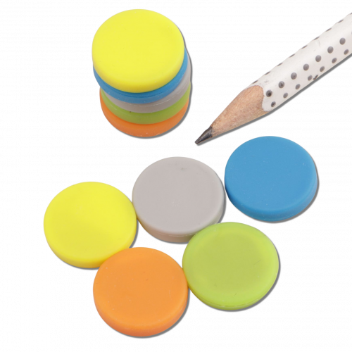 Magnete a disco al neodimio Ø 18 mm, rivestimento in silicone, colori assortiti, set di 10 pezzi